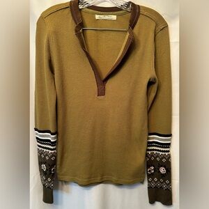 Free People We The Free Women's Size M Mikah Layering Cuff Army Green Combo Top